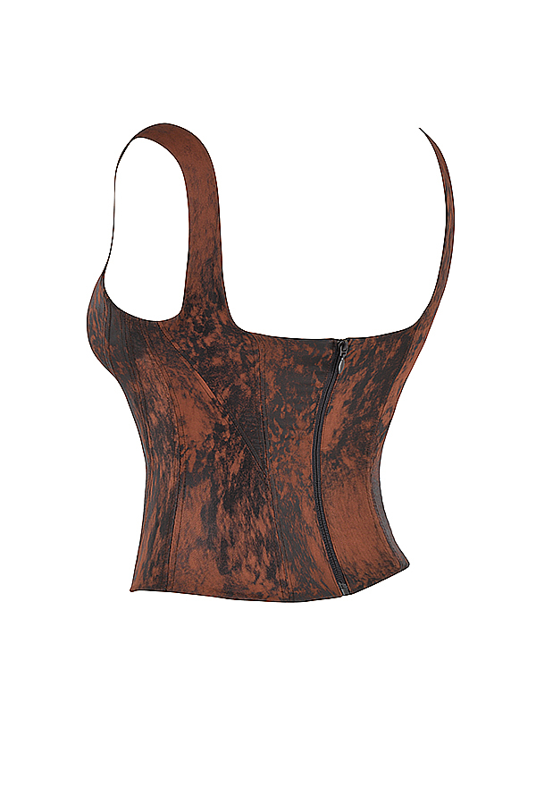 Rafa Antique Copper Satin Longline Corset - luluinthesky