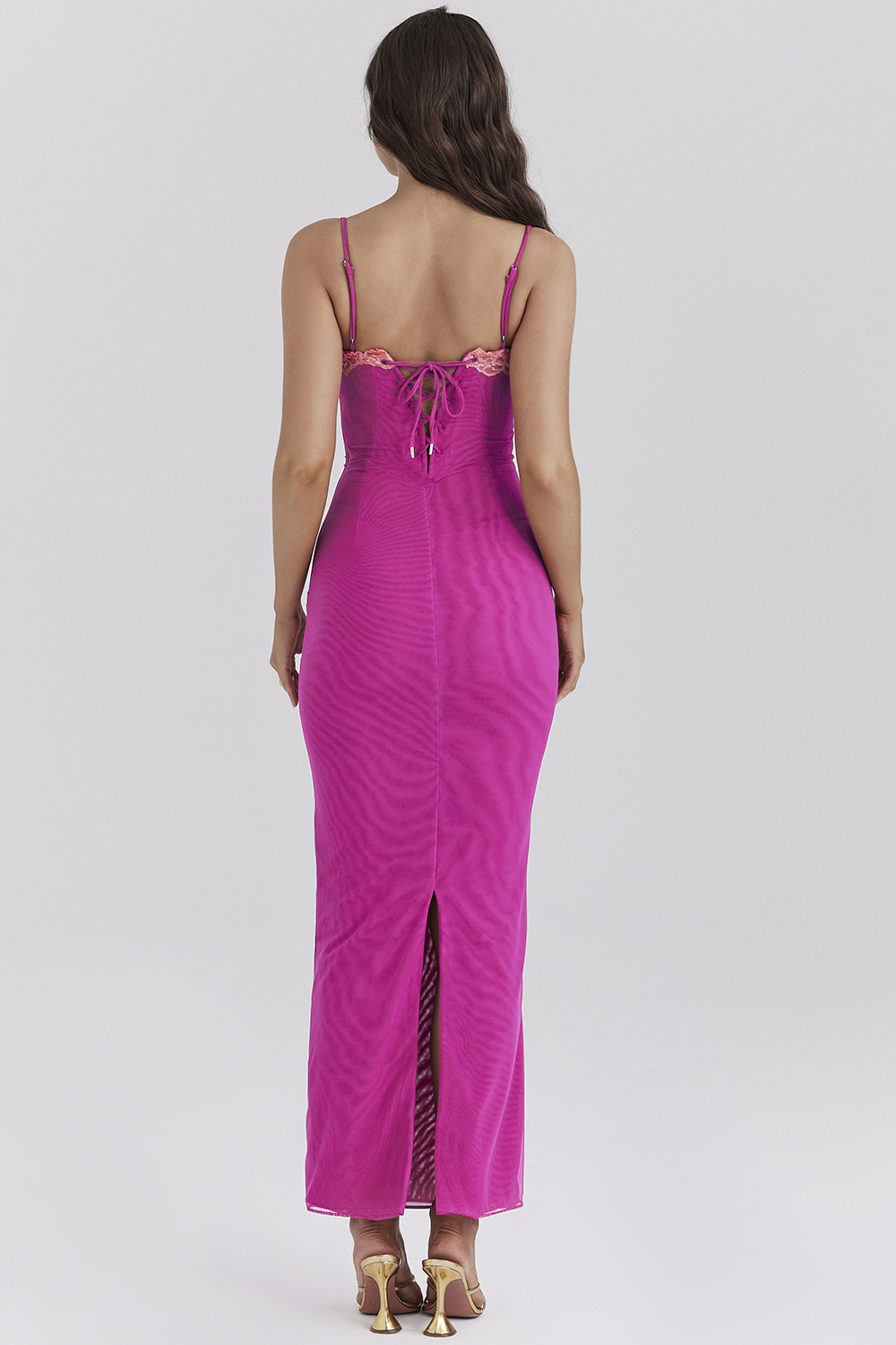 Aiza Raspberry Lace Trimmed Maxi Dress - luluinthesky