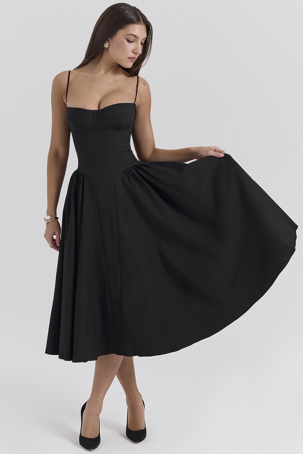 Samaria Black Corset Midi Dress - luluinthesky