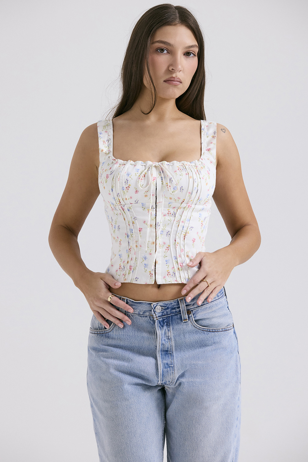 Chicca White Posy Print Top - luluinthesky