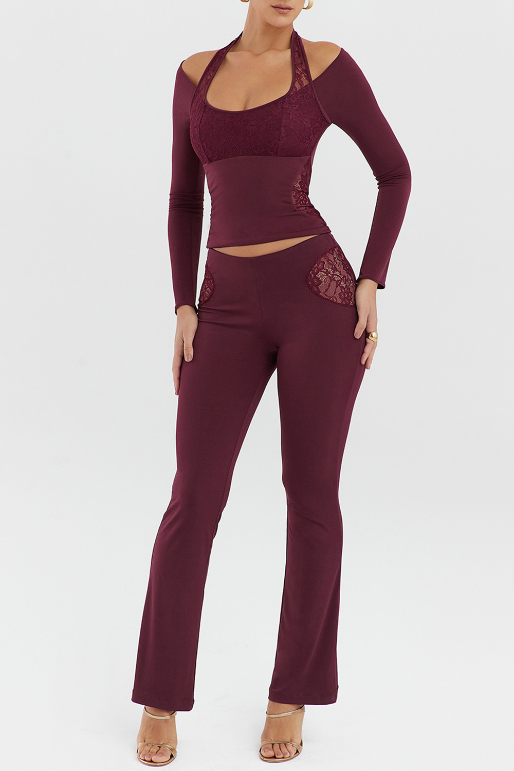 Mistress Rocks Black Cherry Lace Trim Trousers - SALE - luluinthesky