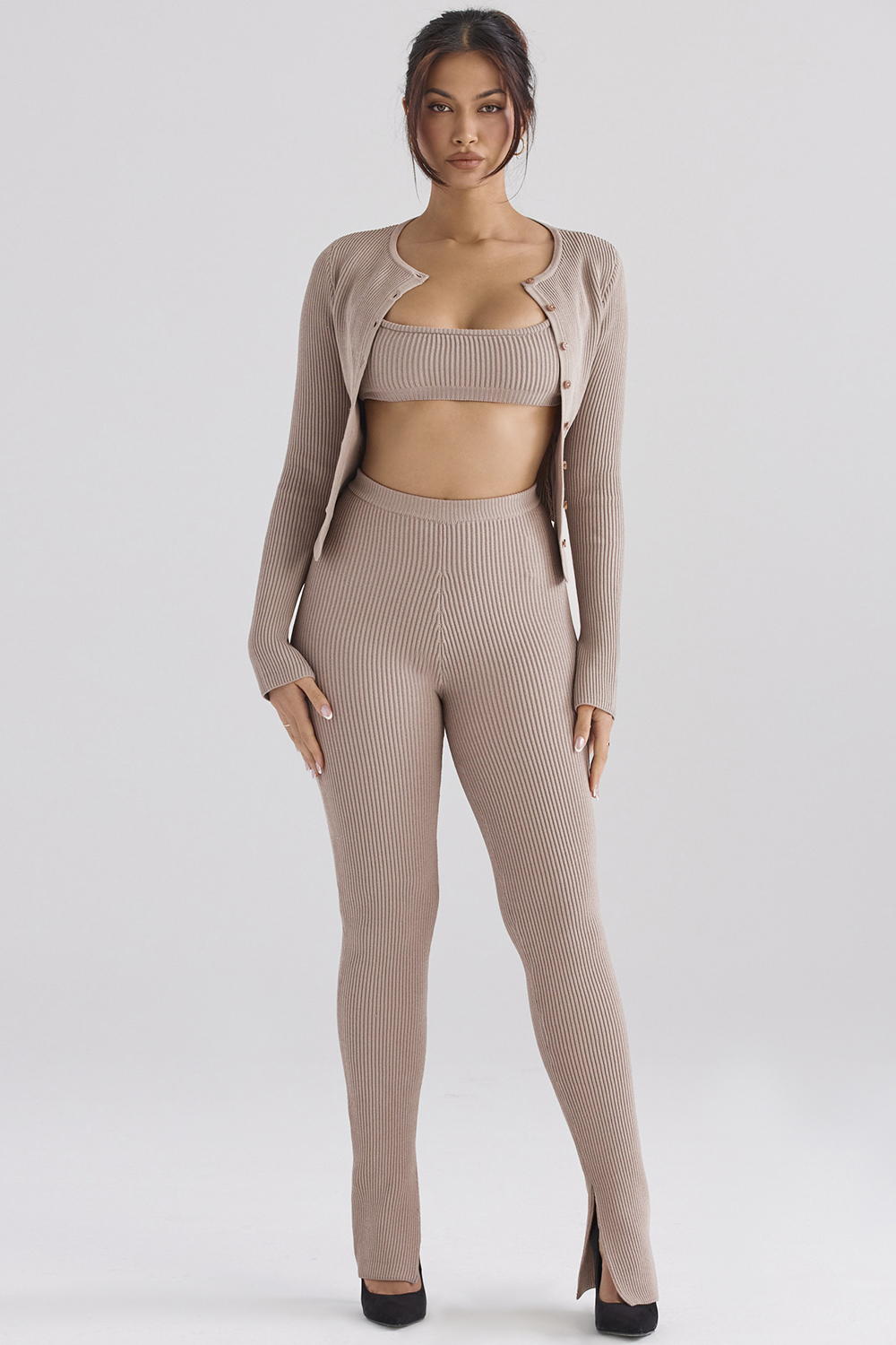 Mitzi Taupe Ribbed Knit Leggings - SALE - luluinthesky