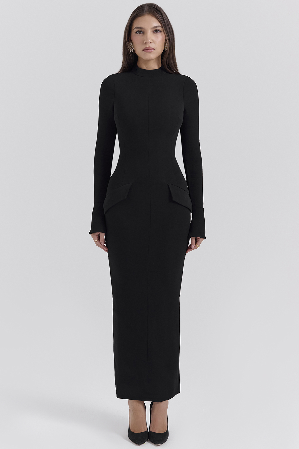 Marie-Louise Black Turtleneck Maxi Dress - luluinthesky
