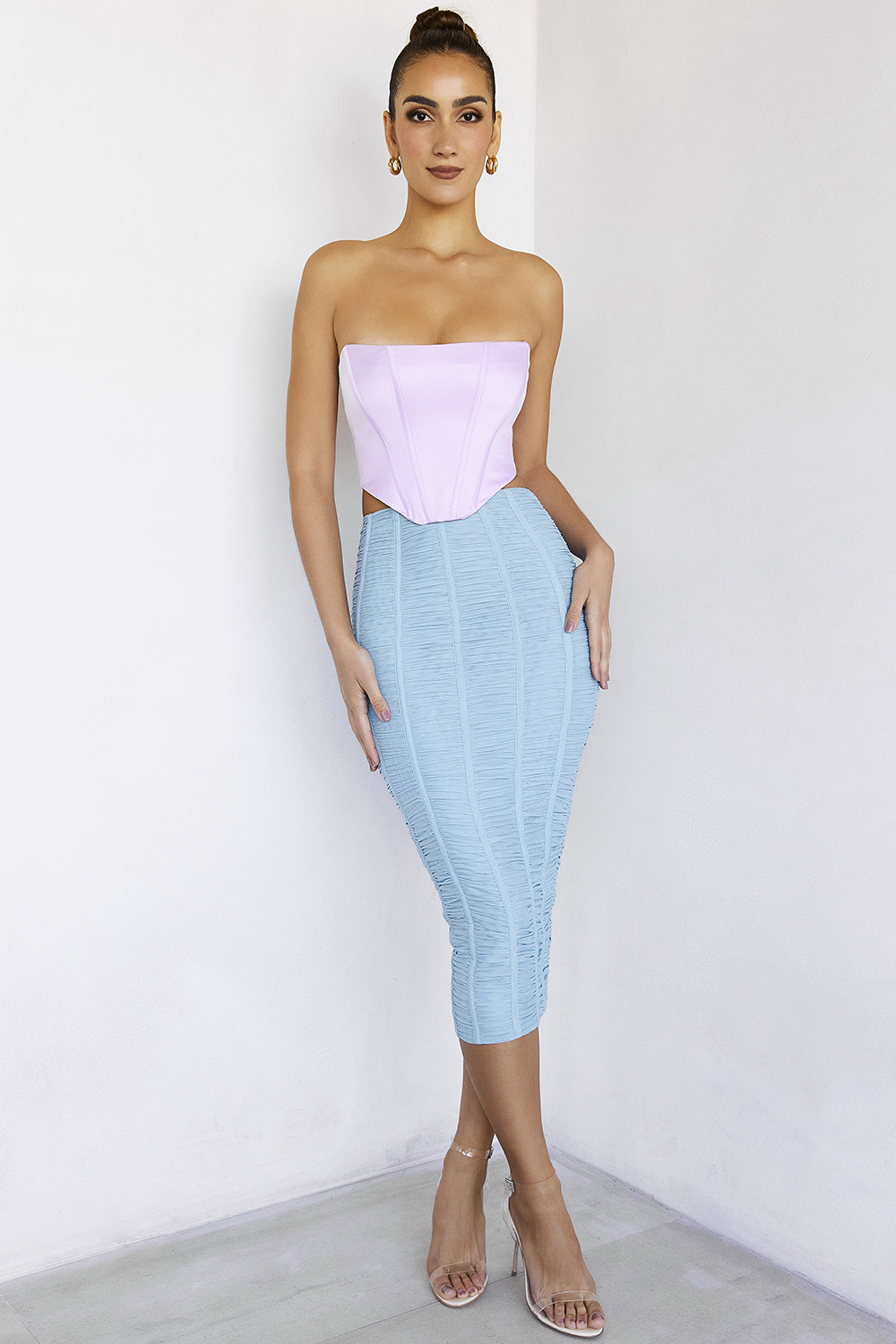 ArtisanMistress Rocks  Blue Ruched Midi Skirt - SALE - luluinthesky