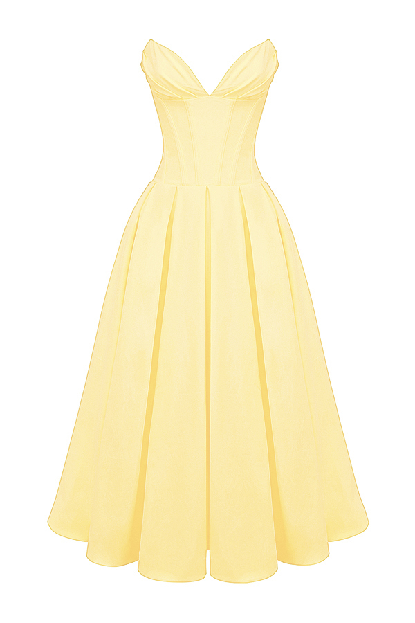 Lady Sunshine Strapless Tulle Midi Dress - luluinthesky