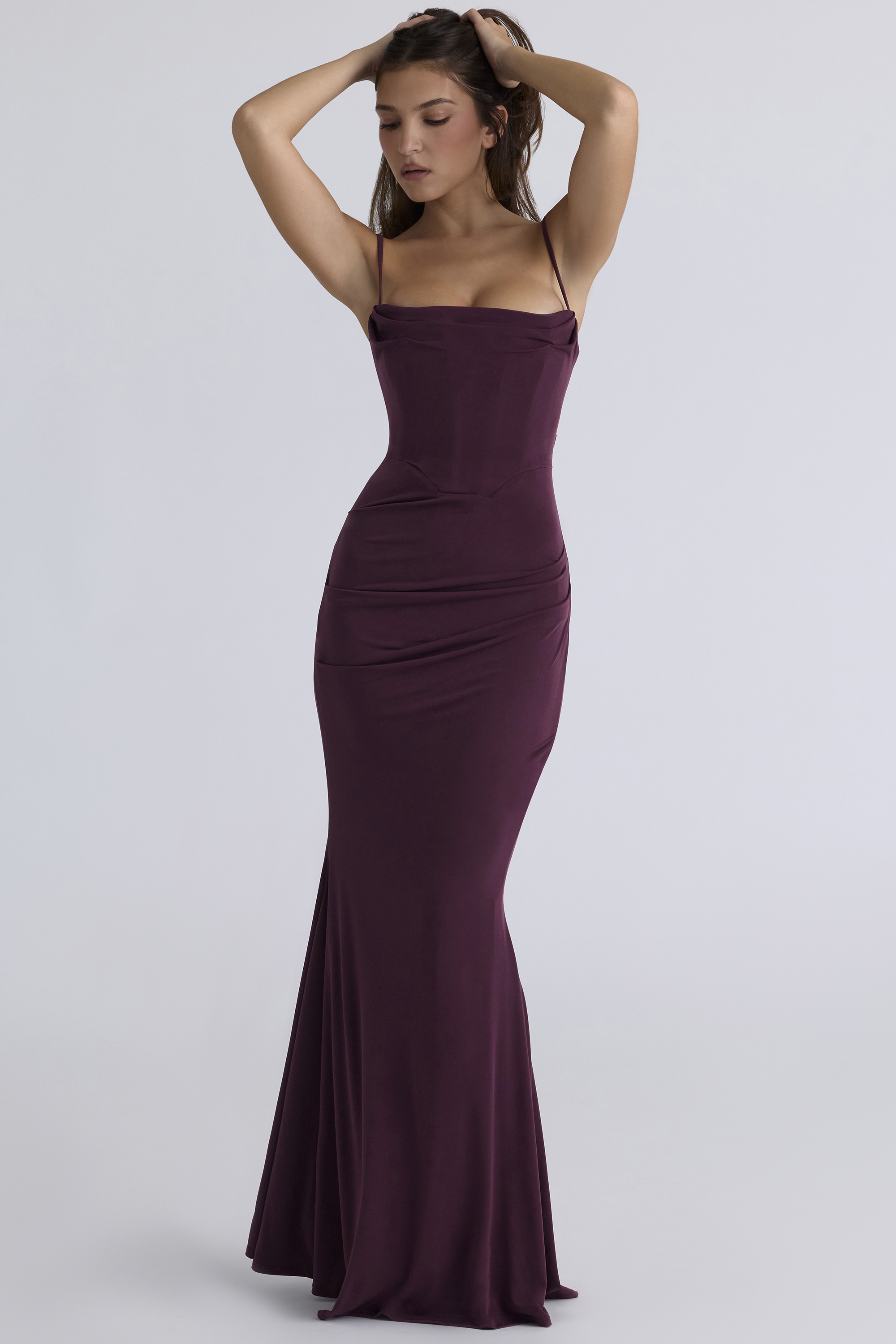 Milena Dark Cherry Corset Maxi Dress - luluinthesky