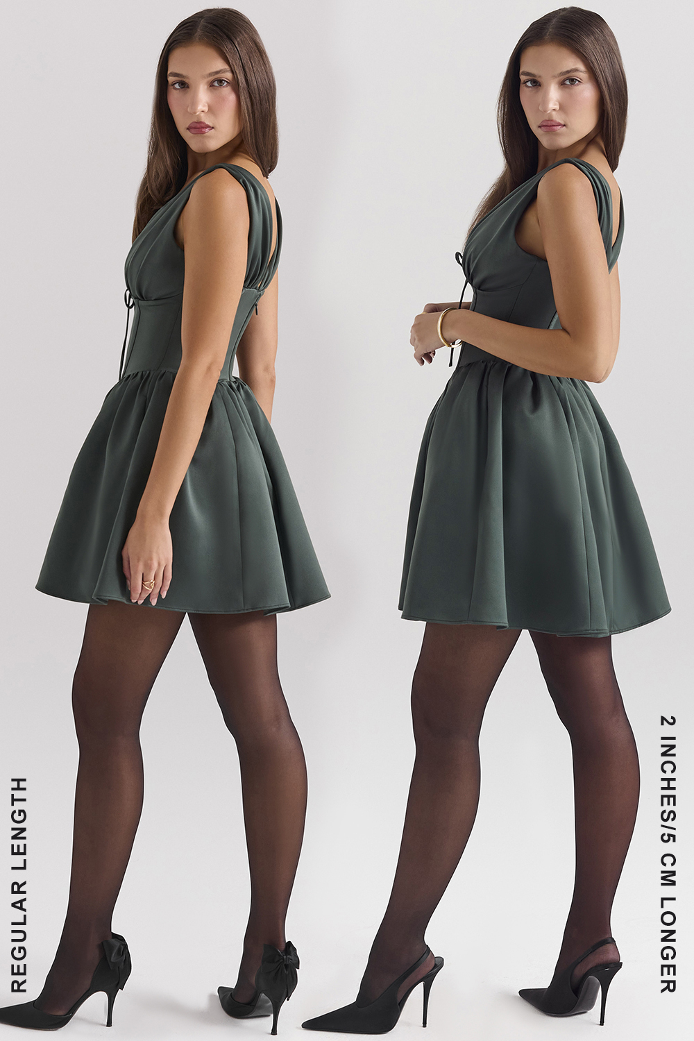 Emmeliette Forest Green Satin Mini Dress - luluinthesky