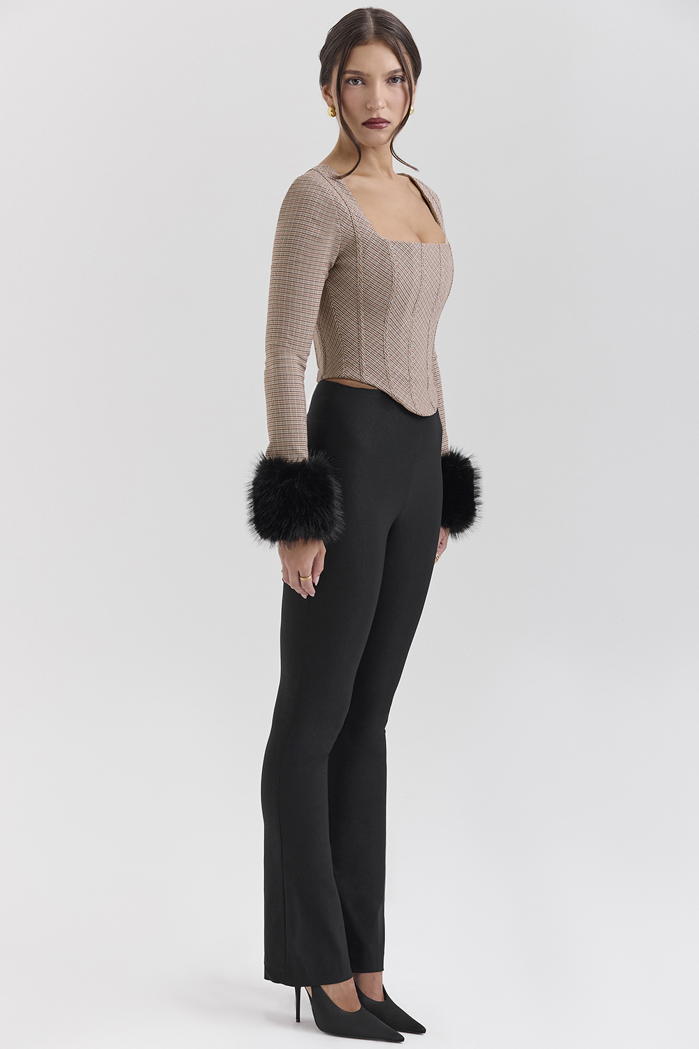 Antonia Brown Puppytooth Corset Top - SALE - luluinthesky