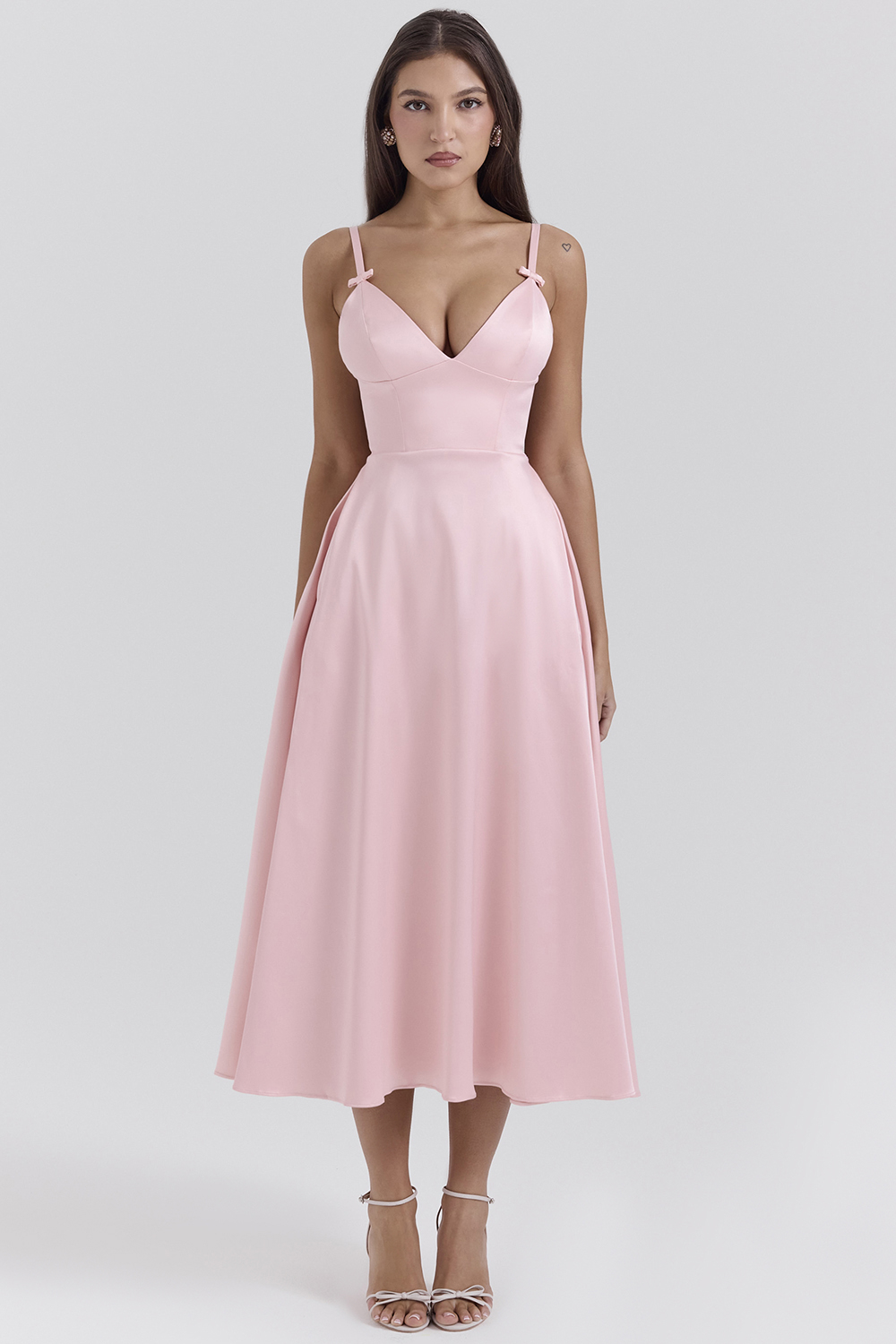 Tiffany Parisian Pink Satin A-Line Midi Dress - luluinthesky