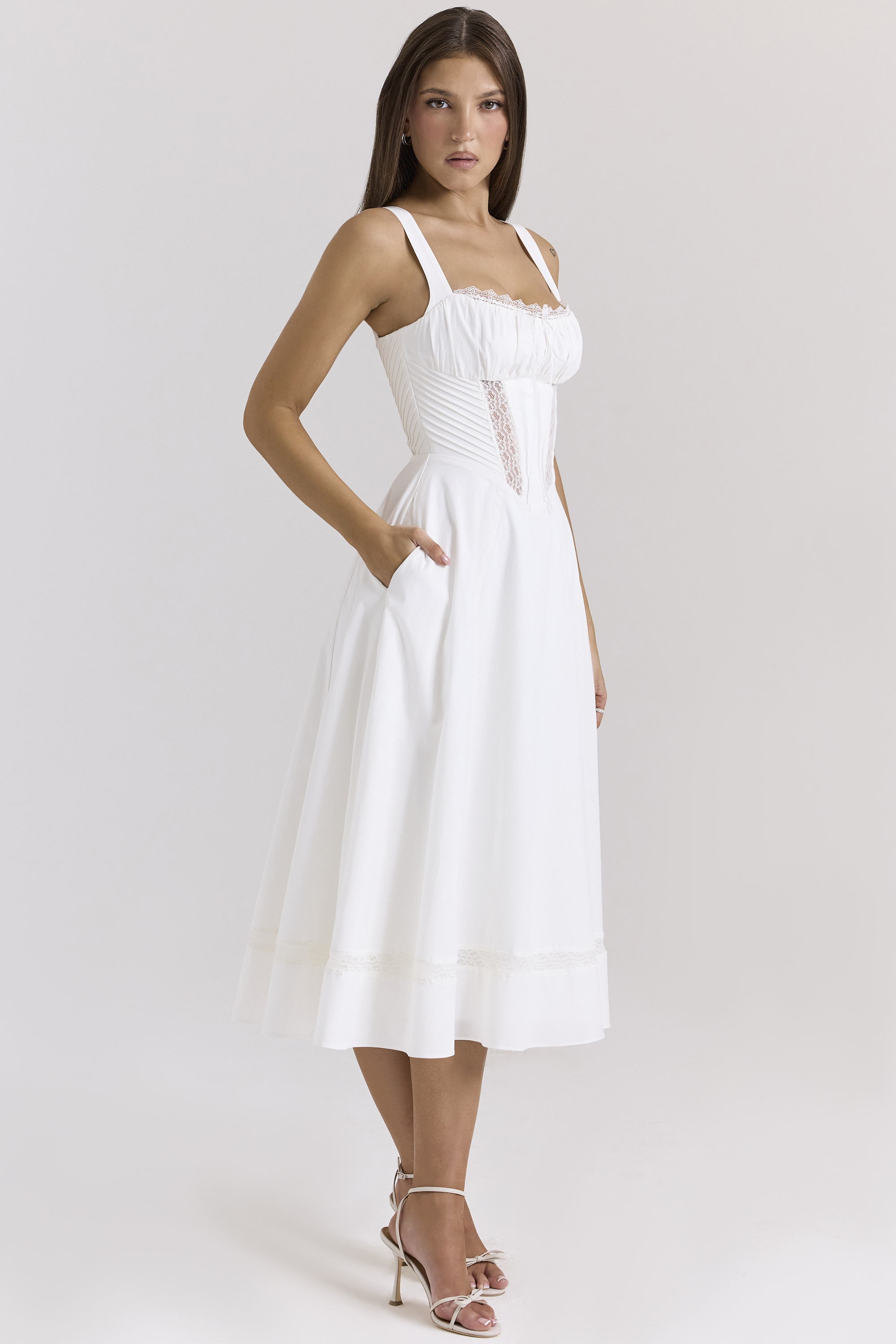 Kim White Cotton Midi Sundress - luluinthesky