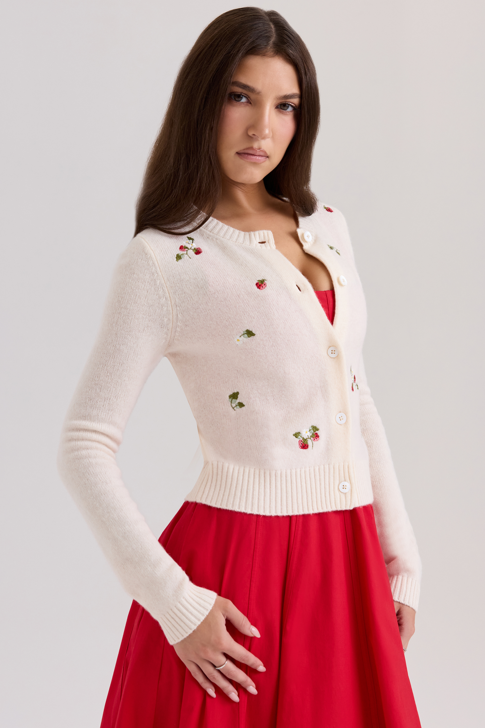 Evelina Cream Wool Embroidered Cardigan - luluinthesky