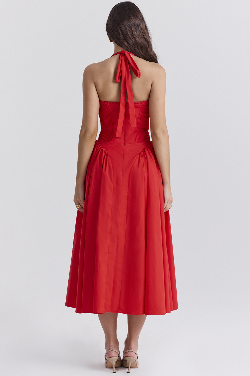 Adabella Italian Tomato Cotton Halter Sundress - luluinthesky