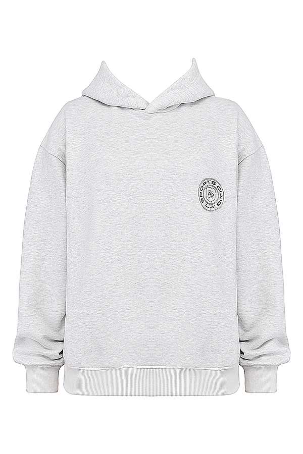 Muse Light Grey Marl Cotton Fleece-Back Hoodie - luluinthesky