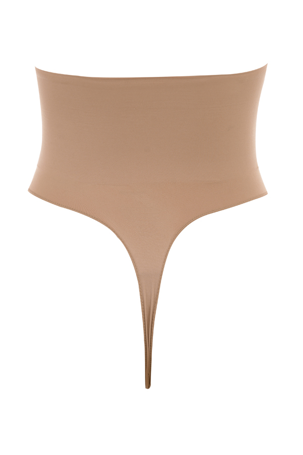 Sculpting High Waist Thong Cafe Au Lait - luluinthesky