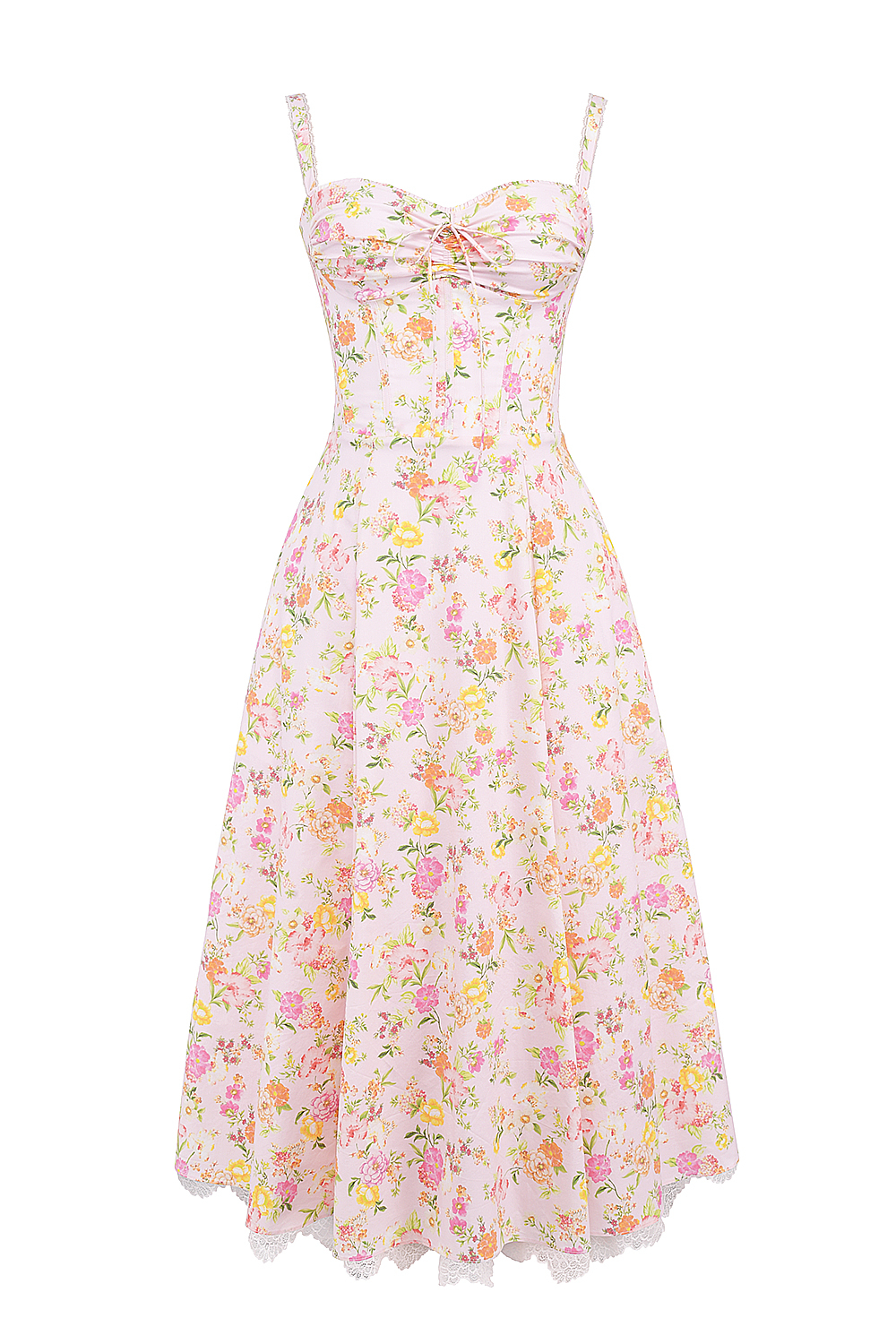 Rosalee Pink Meadow Print Cotton Bustier Sundress - luluinthesky