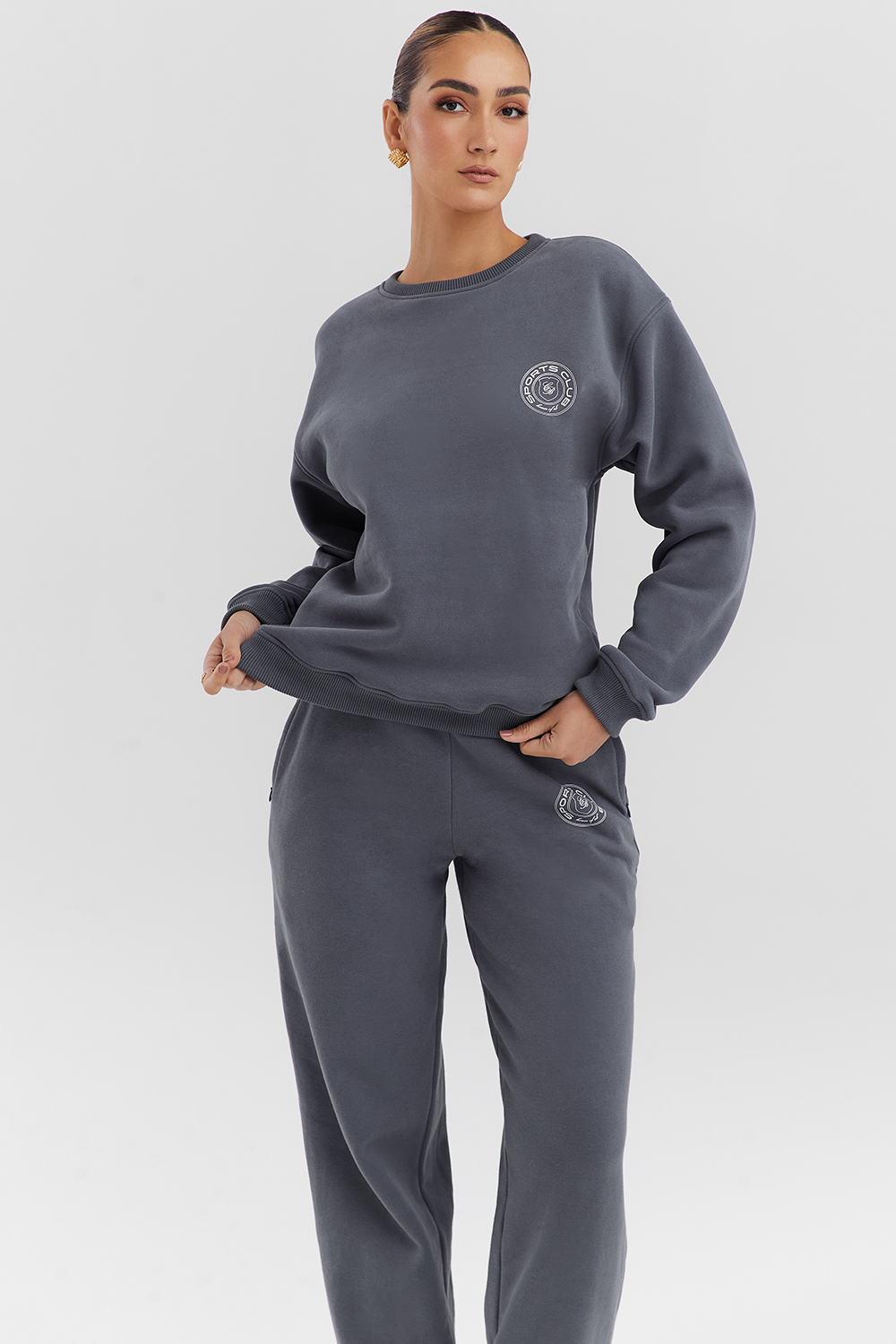 Haze Slate Crew Neck Sweatshirt - luluinthesky