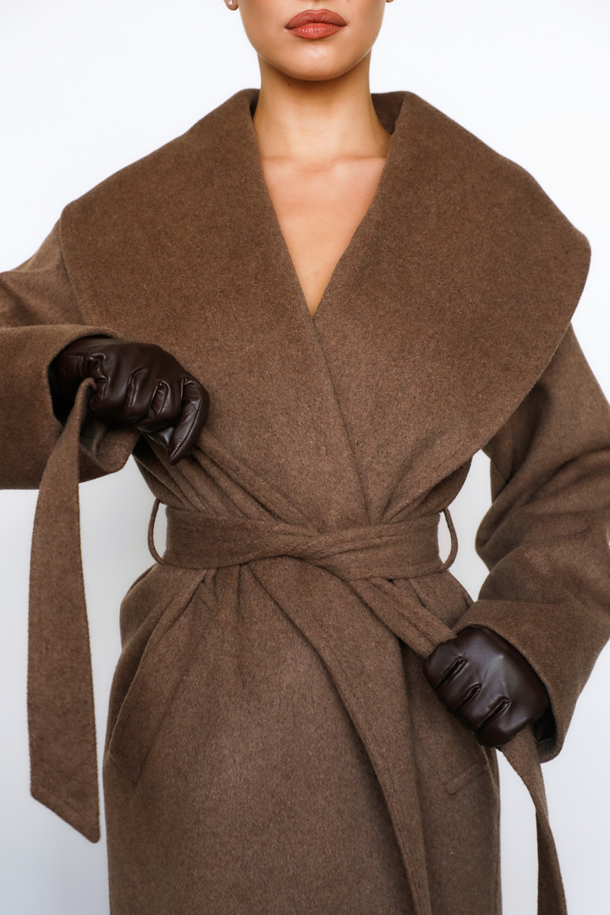 Cocoon Brown Wool Shawl Collar Coat - luluinthesky