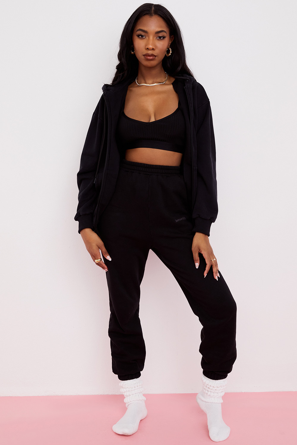 Storm Ink Cotton Fleece-Back Zip Through Hoodie - luluinthesky