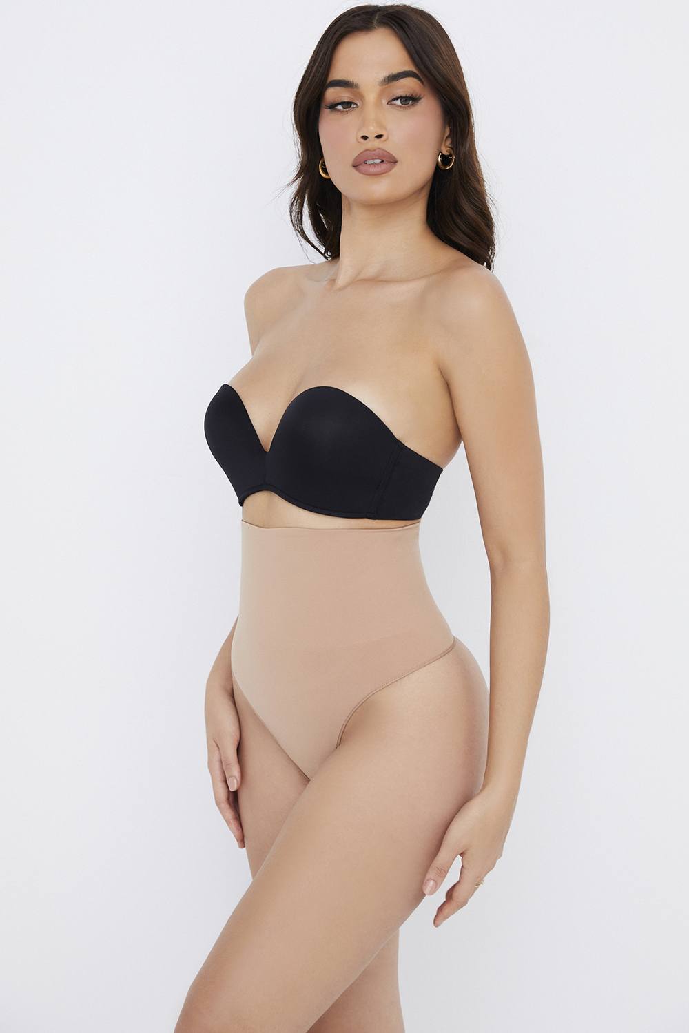 Sculpting High Waist Thong Cafe Au Lait - luluinthesky