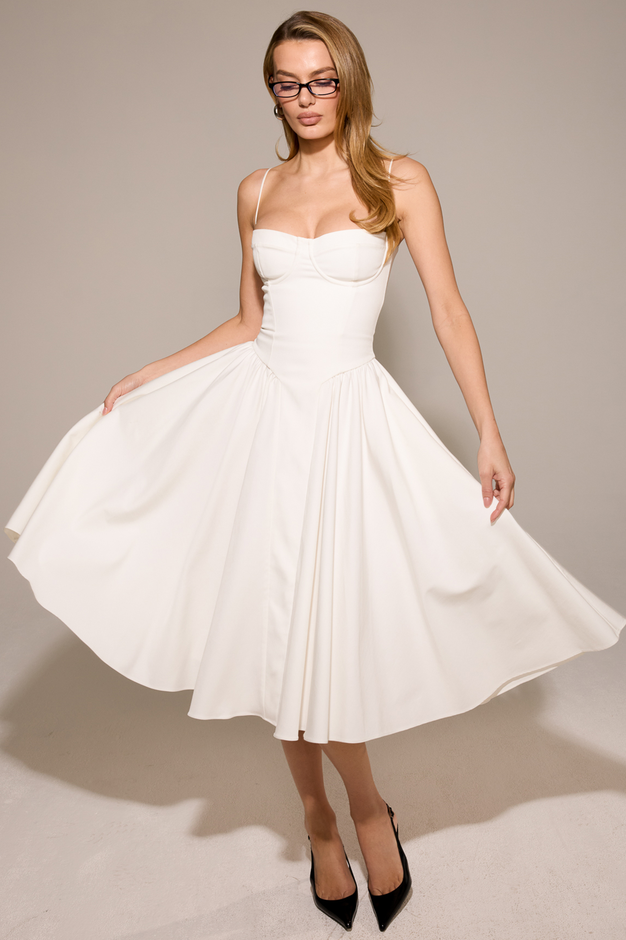Samaria White Corset Midi Dress - luluinthesky