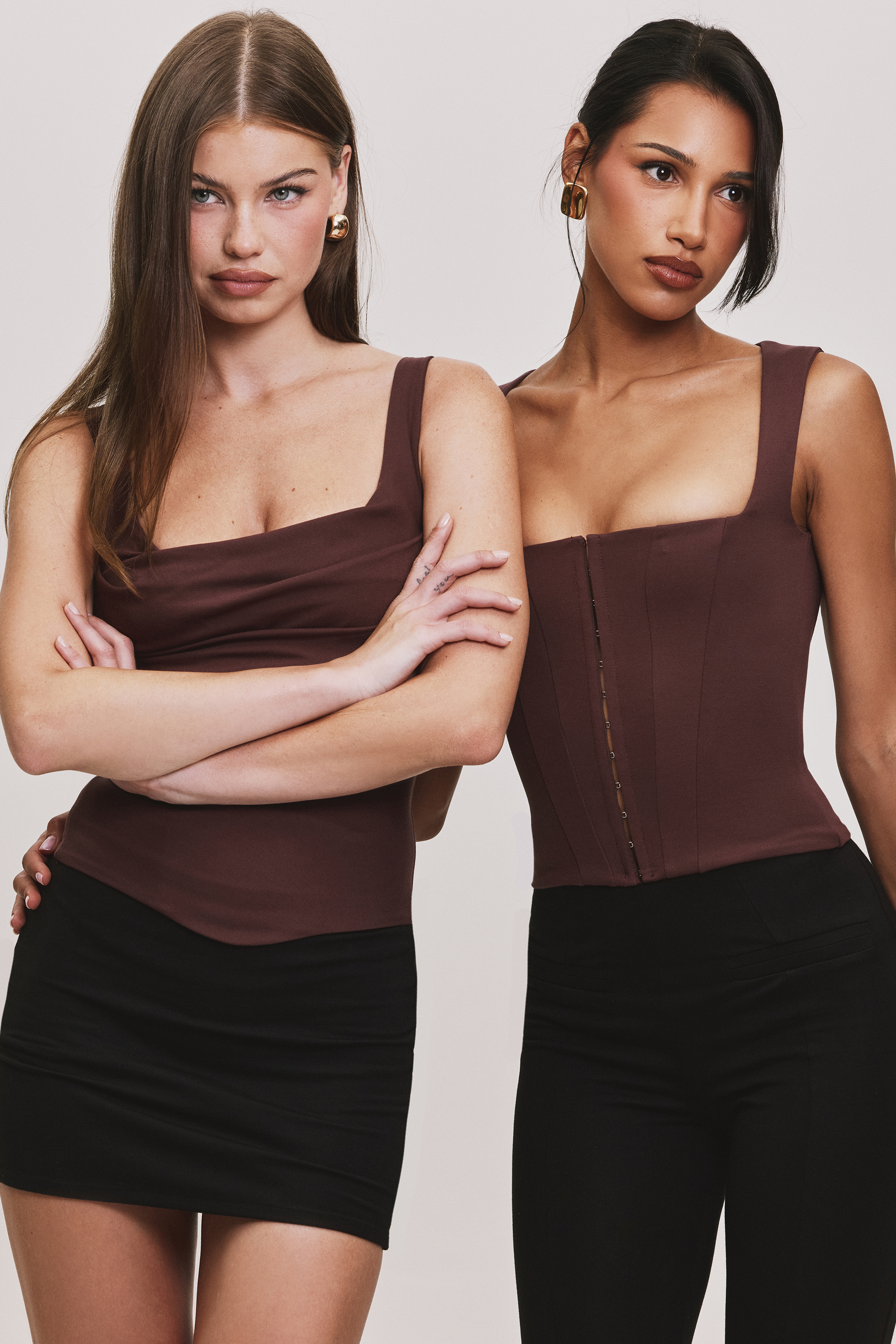 The Drape Neck Chocolate Corset Top - luluinthesky