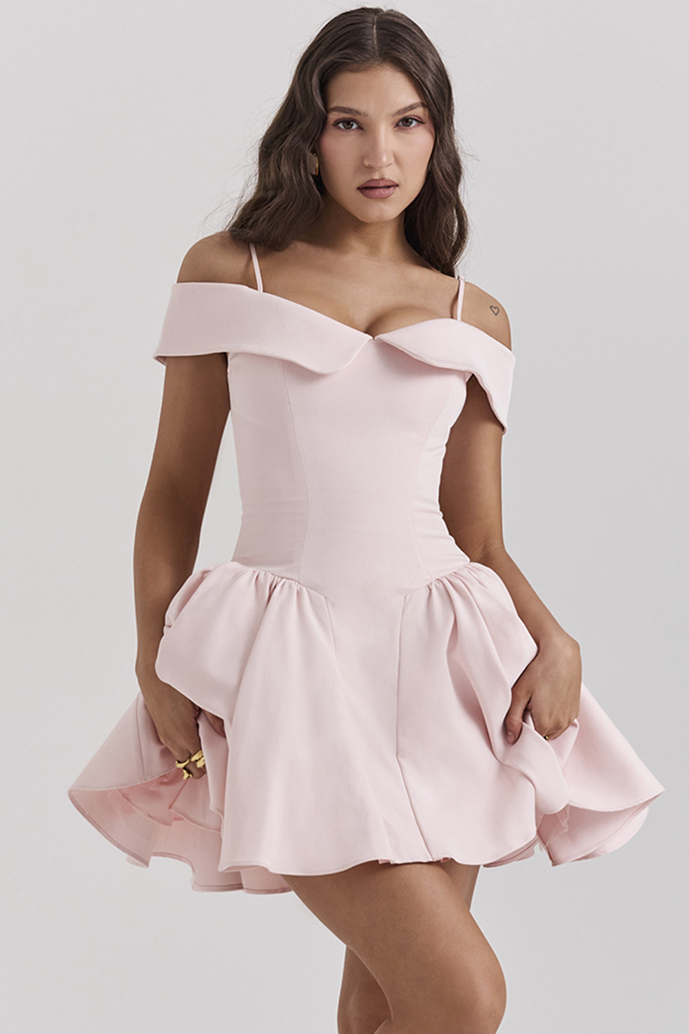 Elida Ballerina Pink Off Shoulder Mini Dress - luluinthesky