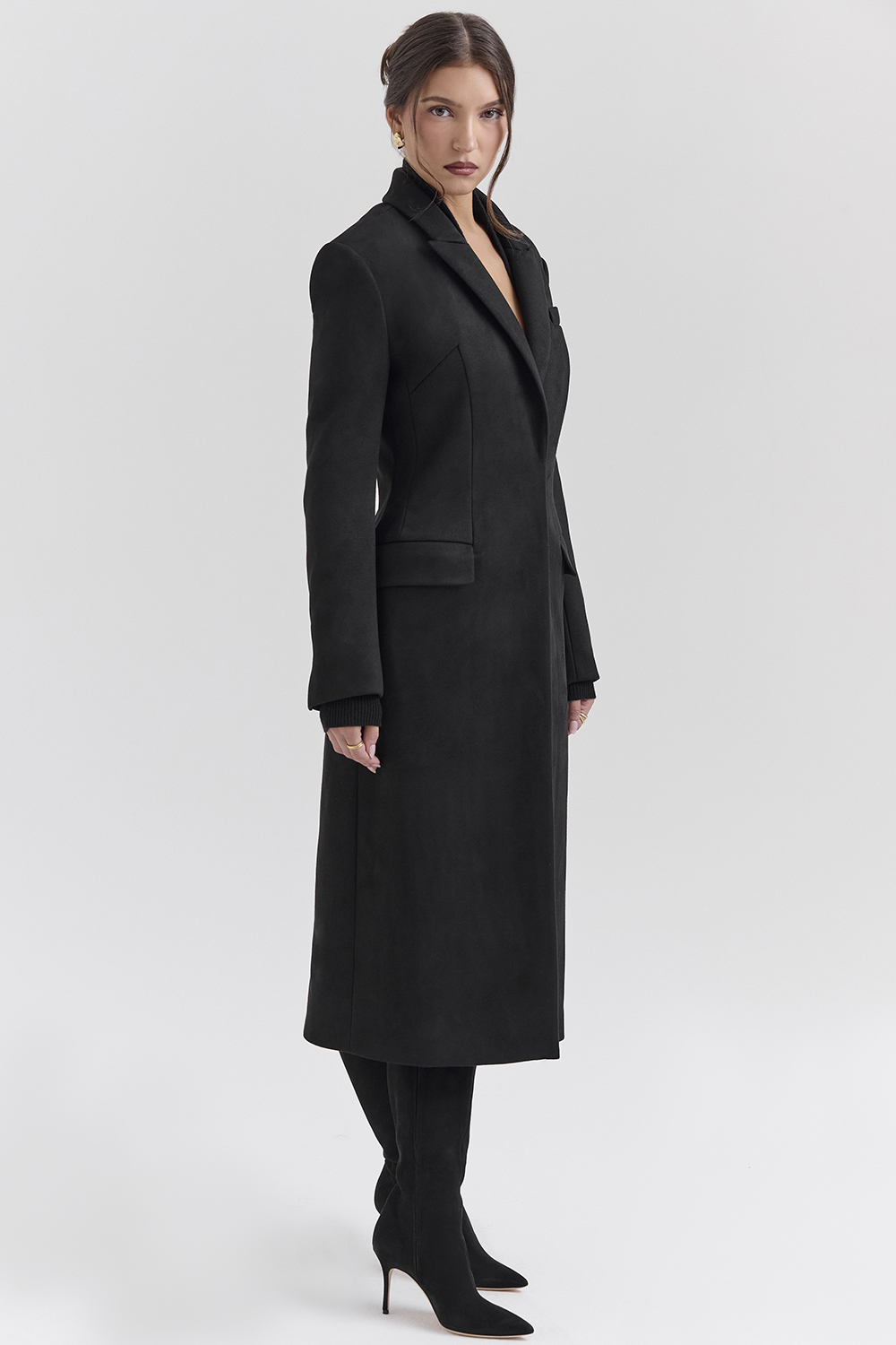 Remi Black Single Breasted Long Coat - luluinthesky