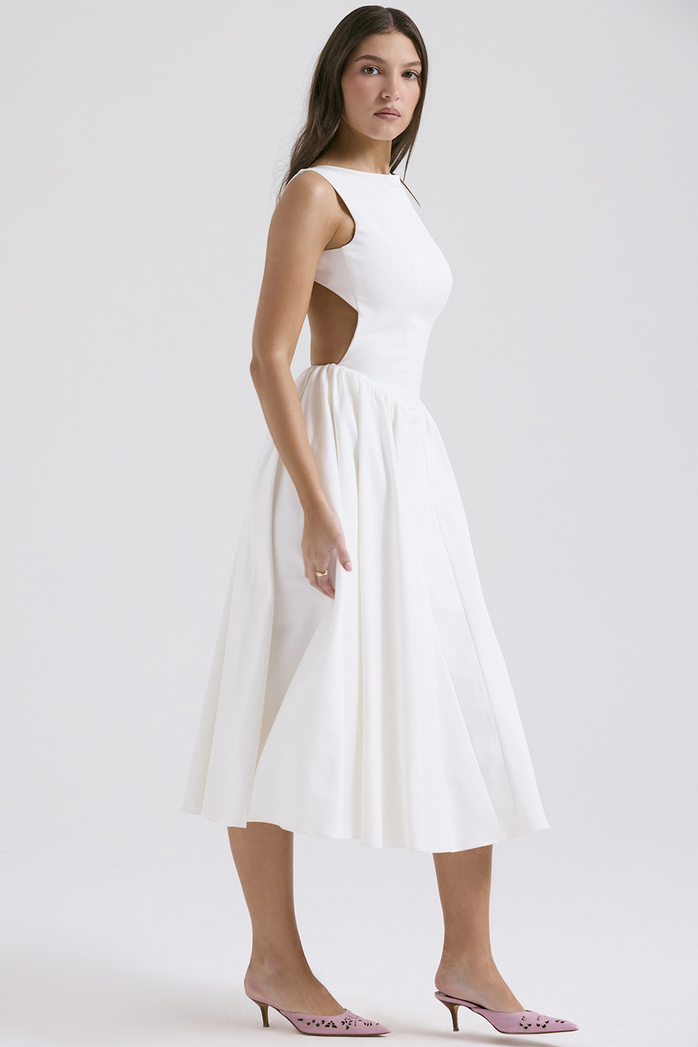 Cindy White Twill Midi Sundress - luluinthesky