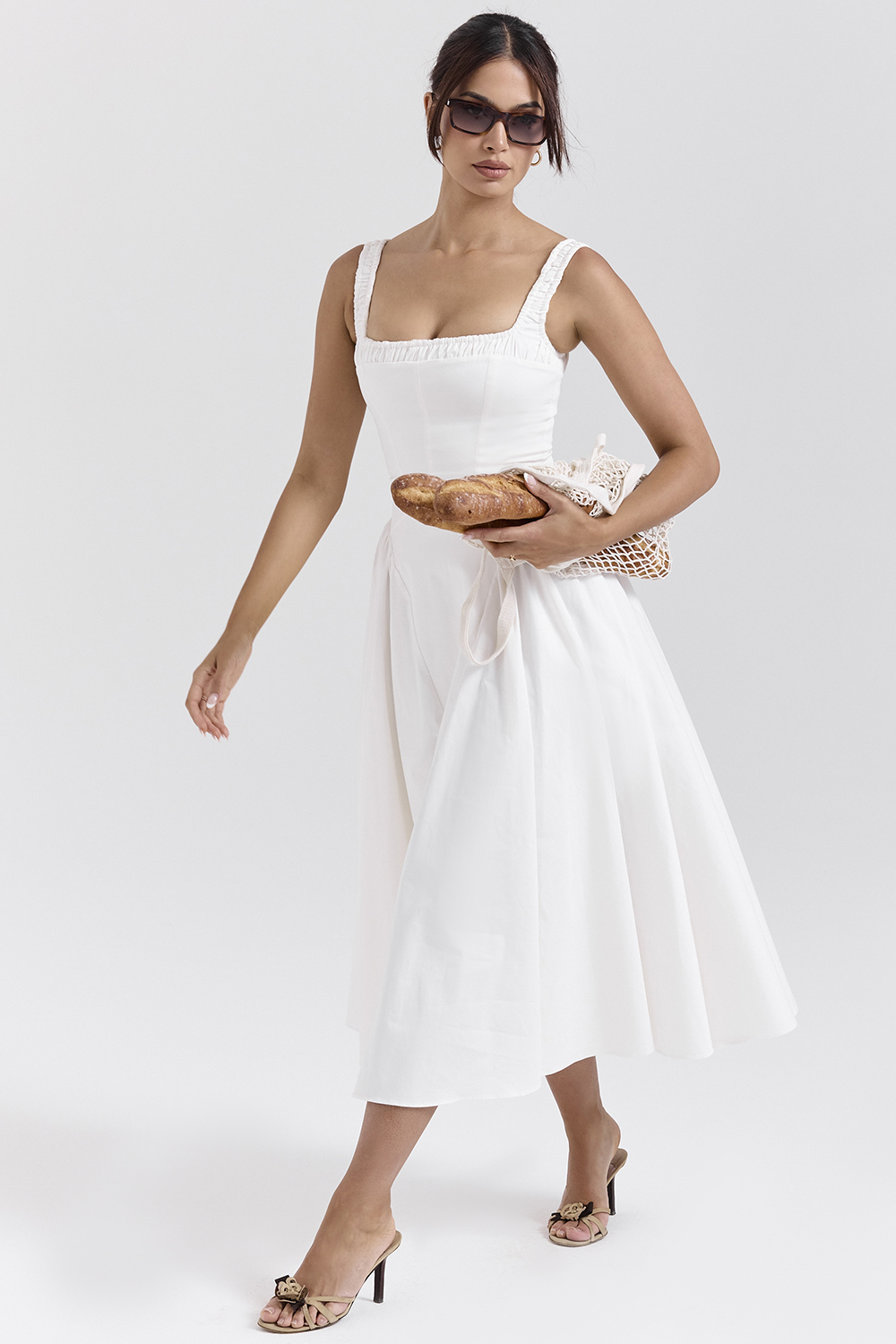 Dorothy White Cotton Midi Sundress - luluinthesky