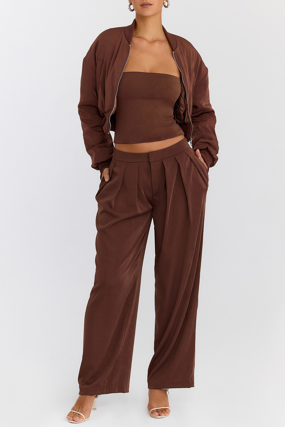 Mistress Rocks Cocoa Pleated Wide Leg Trousers - SALE - luluinthesky