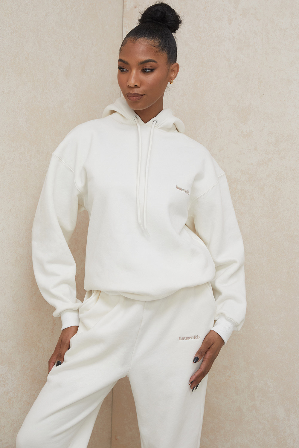 Halo Off White Cotton Fleece-Back Oversized Hoodie - luluinthesky