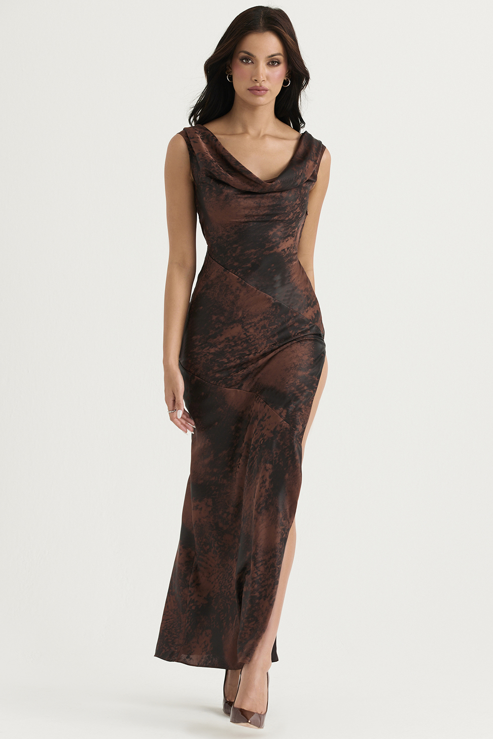 Alaina Antique Copper Bias Cut Maxi Dress - luluinthesky