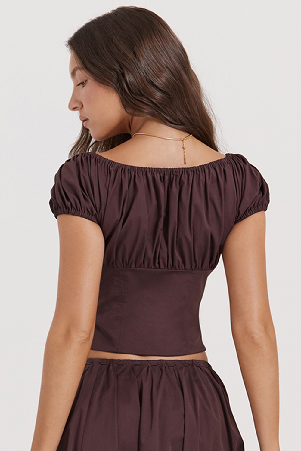 Kitty Rich Brown Gathered Top - luluinthesky