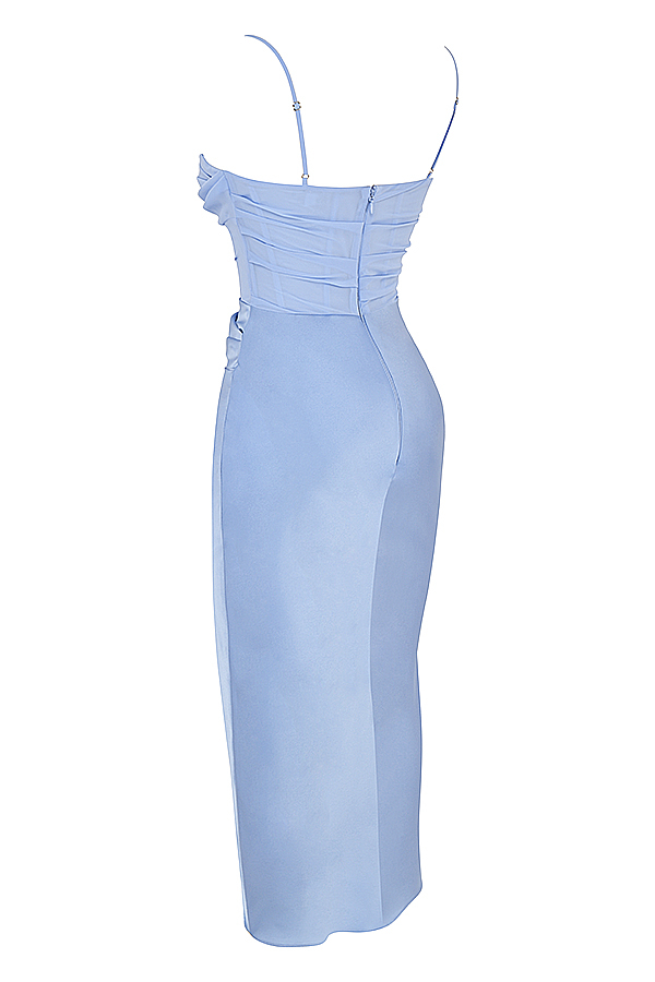 Teia Sky Draped Corset Midi Dress - luluinthesky