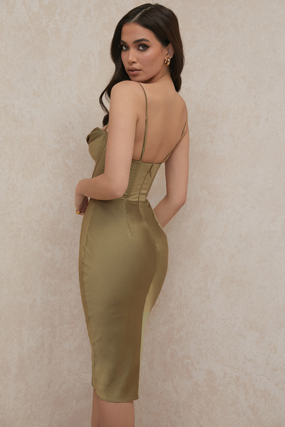 Myrna Olive Corset Slip Dress - luluinthesky