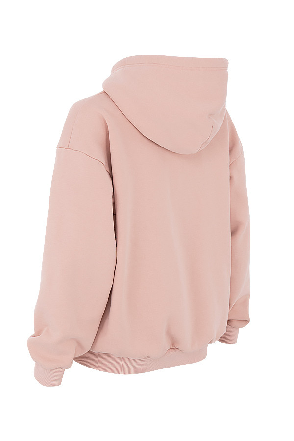 Storm Blush Cotton Fleece-Back Zip Through Hoodie - luluinthesky