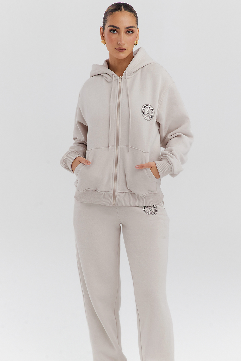 Mirage Cloud Cotton Fleece-Back Zip Through Hoodie - luluinthesky