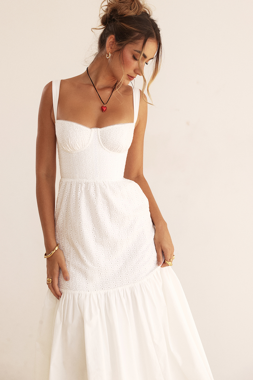 Elia White Broderie Anglaise Midi Sundress - luluinthesky
