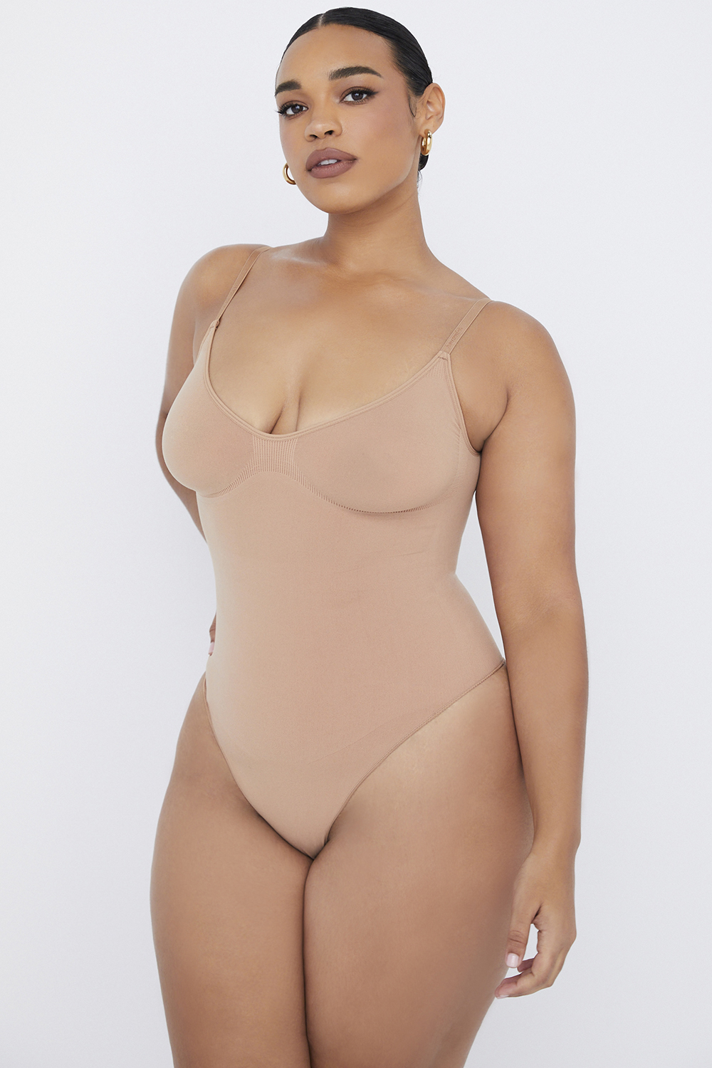 Sculpting Thong Bodysuit Cafe Au Lait - luluinthesky