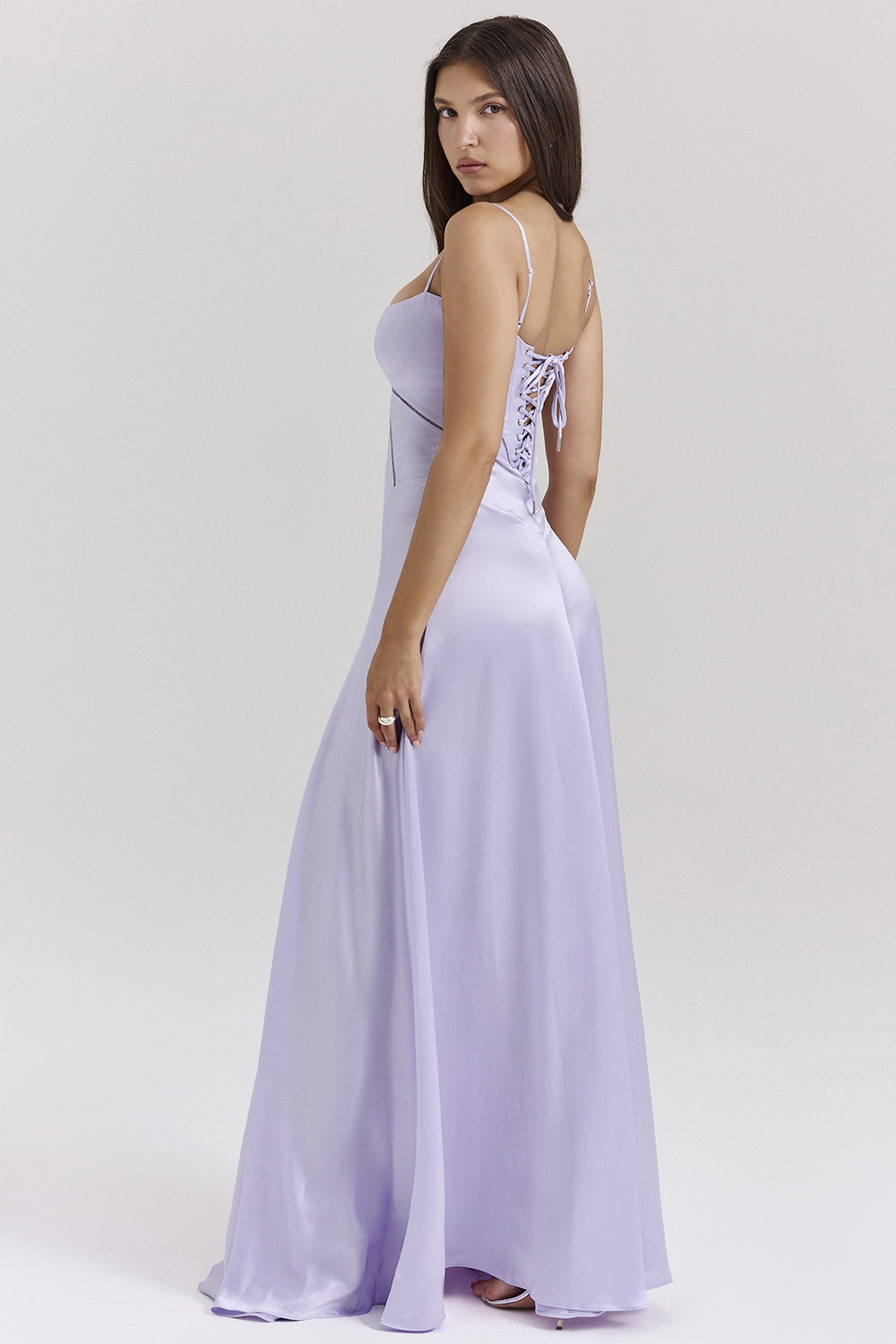 Anabella Orchid Lace Up Maxi Dress - luluinthesky