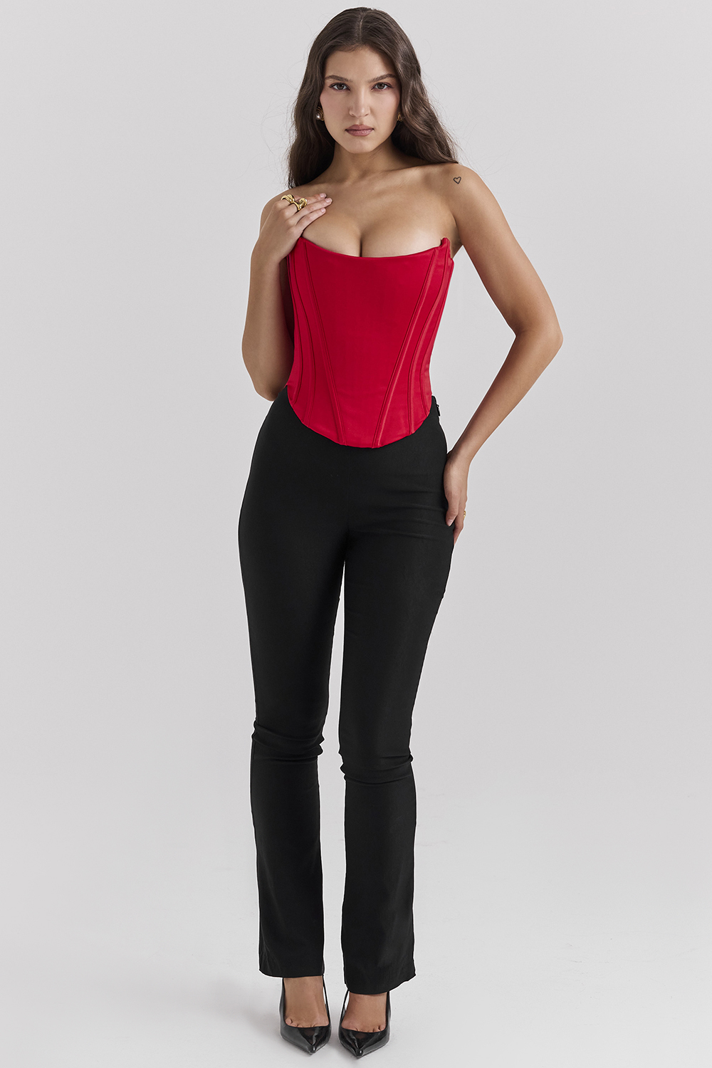 Genevieve Scarlet Satin Lace Back Corset - luluinthesky