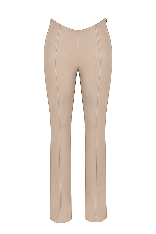 RivieraMistress Rocks  Beige Low Rise Vegan Leather Trousers - SALE - luluinthesky