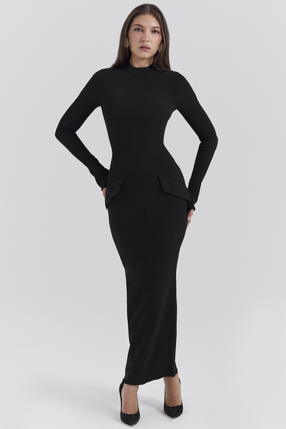 Marie-Louise Black Turtleneck Maxi Dress - luluinthesky