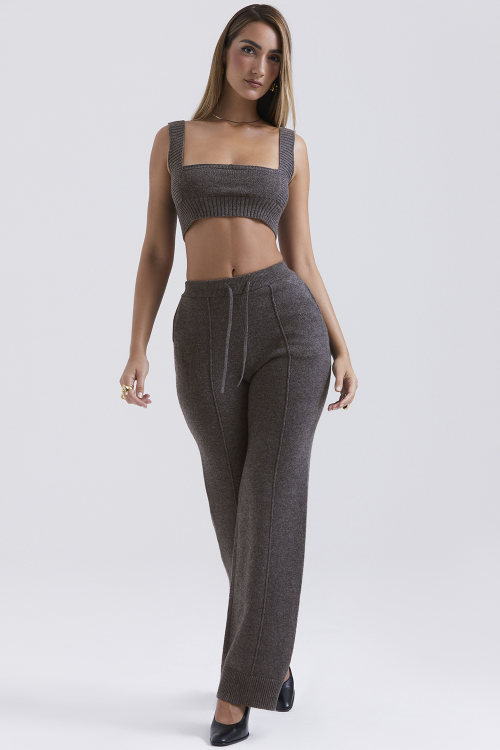 Yalina Charcoal Cashmere Blend Trousers - SALE - luluinthesky