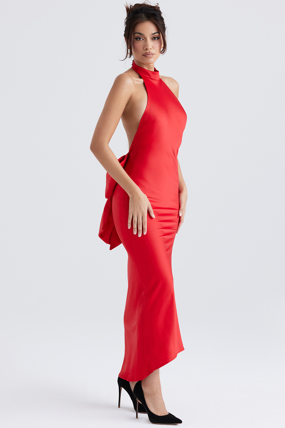 Ilaria Red Bow Halter Dress - luluinthesky