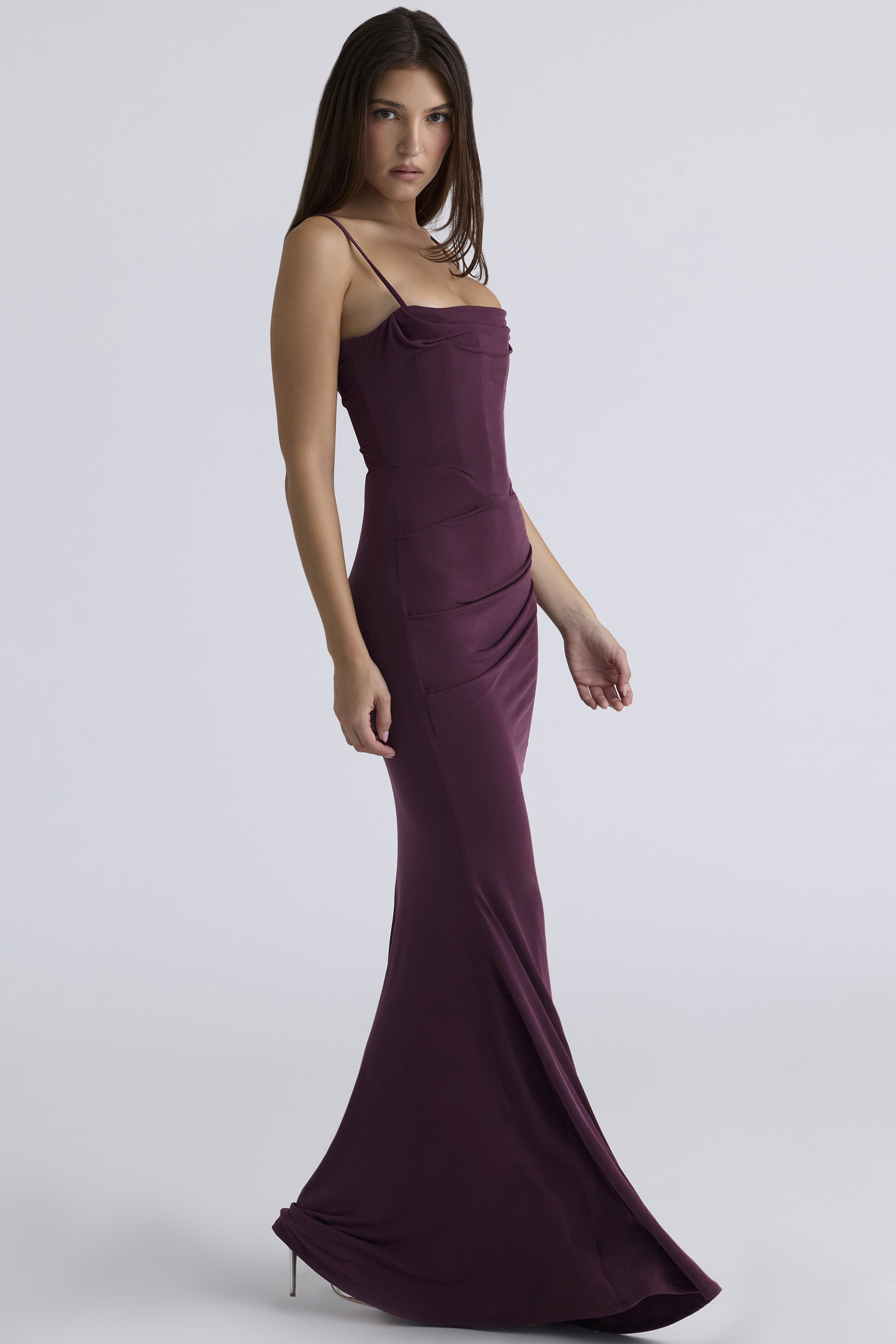 Milena Dark Cherry Corset Maxi Dress - luluinthesky