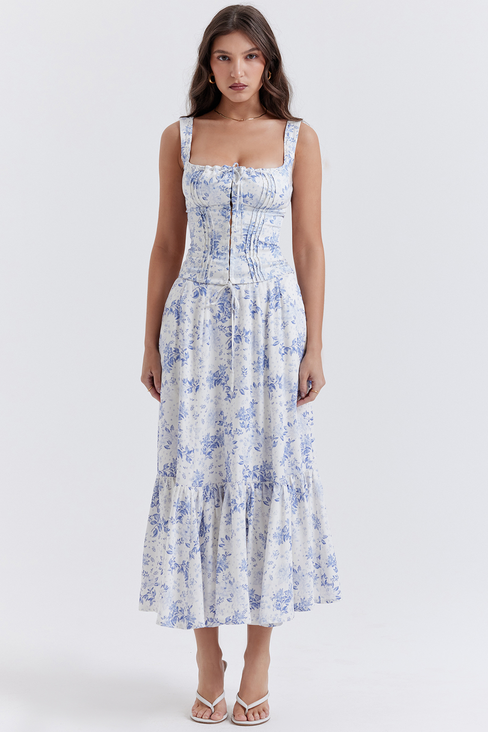 Chicca Blue Floral Print Top - luluinthesky