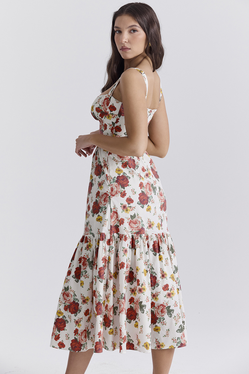 Elia Italian Rose Print Cotton Midi Sundress - luluinthesky