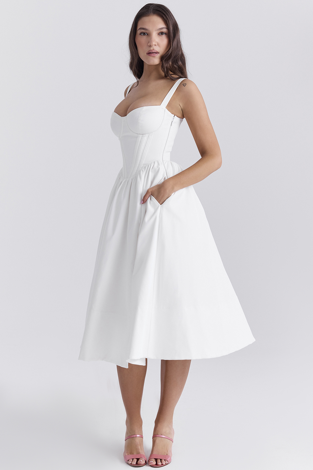 Kelly White Corset Midi Sundress - luluinthesky