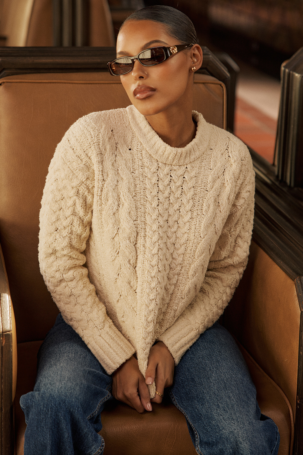 Jasper Cream Chunky Cable Knit Sweater - SALE - luluinthesky